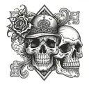 skull and ace of spades in the background  tattoo design idea