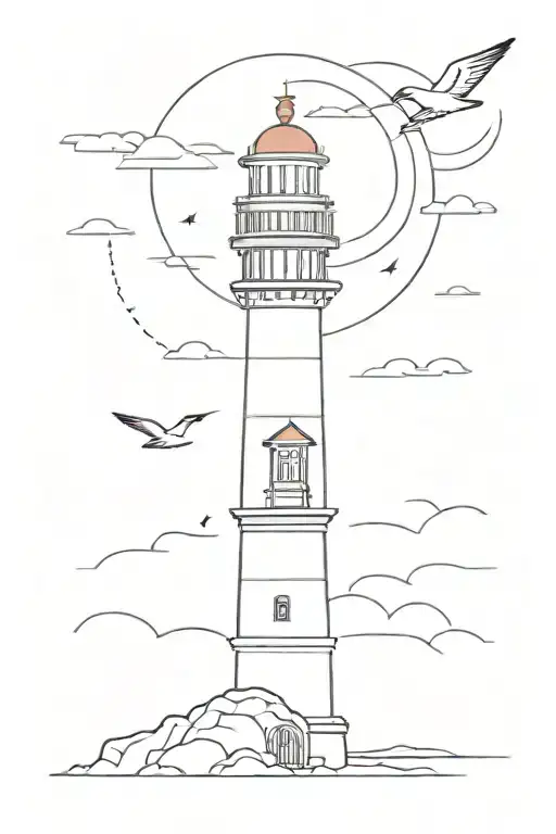 lighthouse guiding ships tattoo design idea