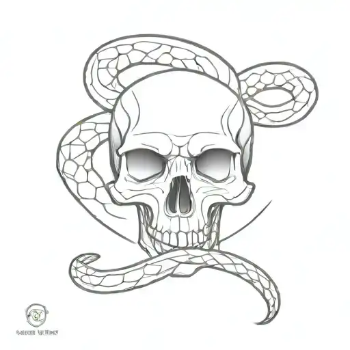snake long skull tattoo design idea