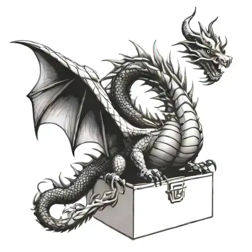 design A Tattoo Of A Dragon On A Box of pandora tattoo design idea