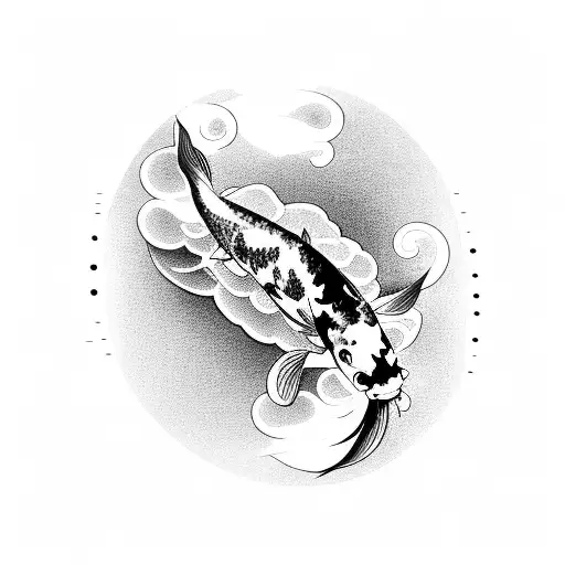koi fish with japanese cloud  tattoo design idea