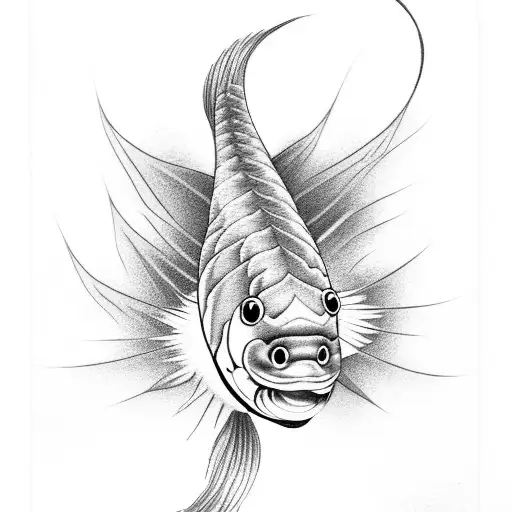 long tailed fish with japanese cloud  tattoo design idea