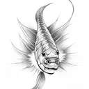 long tailed fish with japanese cloud  tattoo design idea