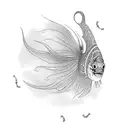 long tailed fish with japanese cloud  tattoo design idea