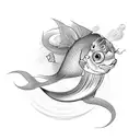 long tailed fish with japanese cloud  tattoo design idea