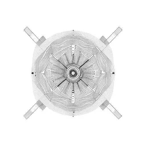 A turntable with vibrant geometric shapes representing sound waves tattoo design idea