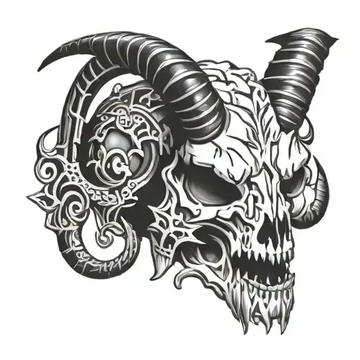 Warhammer 40k goat skull mask tattoo design idea