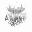 A mystical forest scene with hidden psychedelic symbols and bitcoin QR codes tattoo design idea