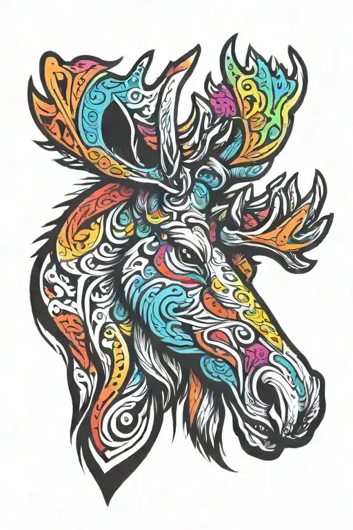 moose head tattoo design idea
