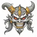 oni mask half face skull made tattoo design idea
