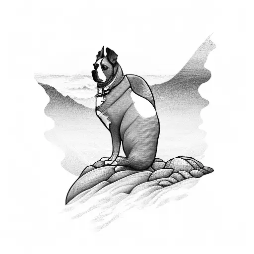 Hourglass with Appenzell Mountain Dog Sea Coast Beach tattoo design idea