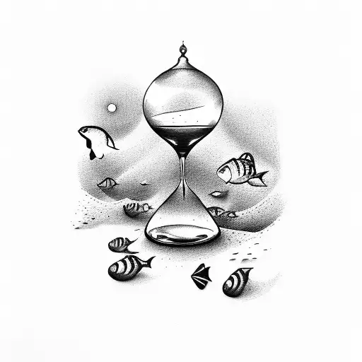 Hourglass with Sea Coast Beach tattoo design idea