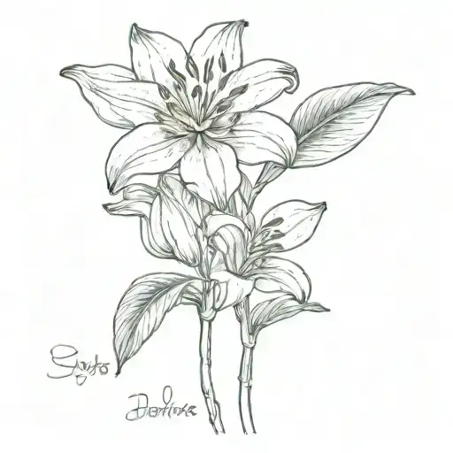a dainty  lilly with the dates 1950 and 1968 written near it tattoo design idea
