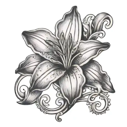 a dainty lilly with the words 1950 and 1968 on it  tattoo design idea