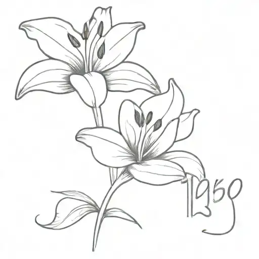 a dainty lilly with the words 1950 and 1968 on it  tattoo design idea