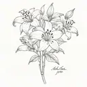 a dainty  lilly with the dates 1950 and 1968 written near it tattoo design idea