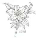 a dainty  lilly with the dates 1950 and 1968 written near it tattoo design idea