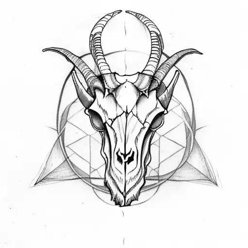 goat skull and a pentagram tattoo design idea