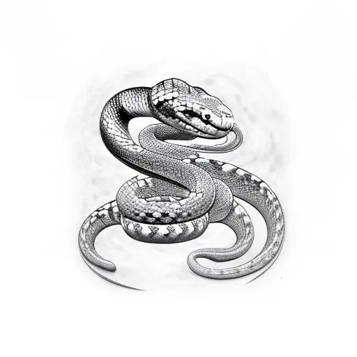 Cobra snake in a spiral on the leg tattoo design idea