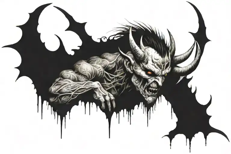 demon line work tattoo design idea