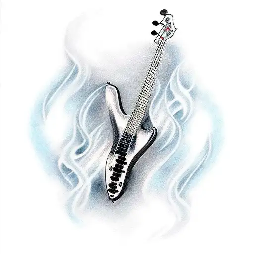 Bass guitar blue  tattoo design idea