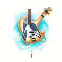 Bass guitar blue  tattoo design idea