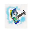 Bass guitar blue  tattoo design idea