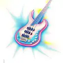 Bass guitar blue  tattoo design idea