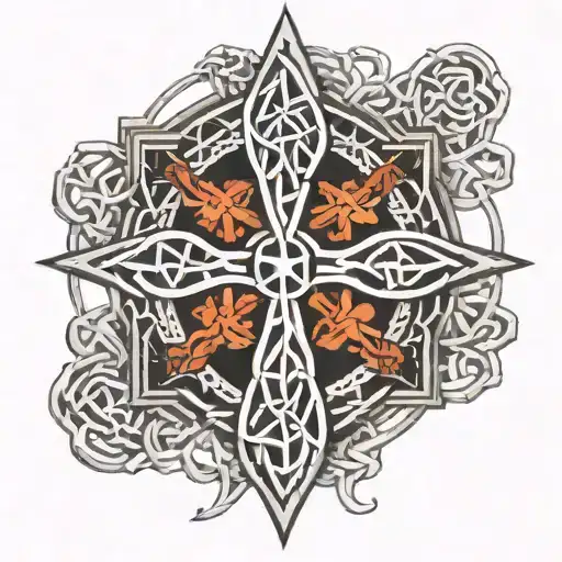 celtic cross pentagram  tattoo design idea