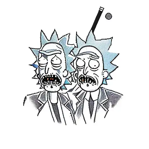 Rick and morty smoking tattoo design idea