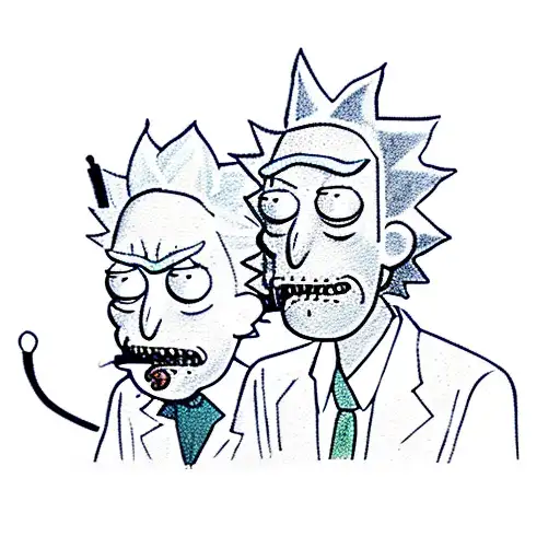Rick and Morty smoking tattoo design idea
