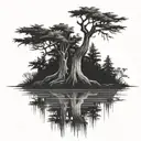 cypress tree in a swamp  tattoo design idea