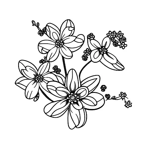 Forget-me-nots and jasmines tattoo design idea