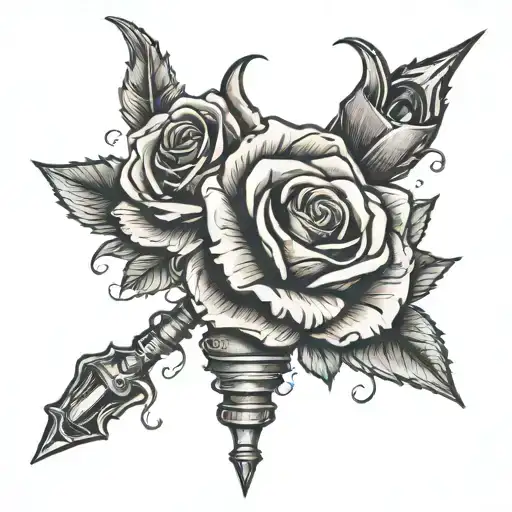 capricorn symbol and rose and bullet tattoo design tattoo design idea