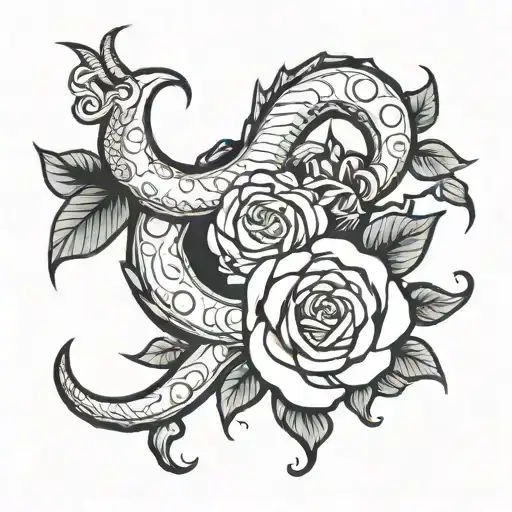 capricorn symbol and rose tattoo tattoo design idea