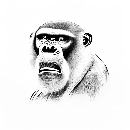 angry mandrill face tattoo design idea