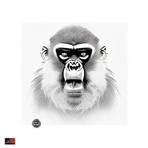 angry mandrill face tattoo design idea