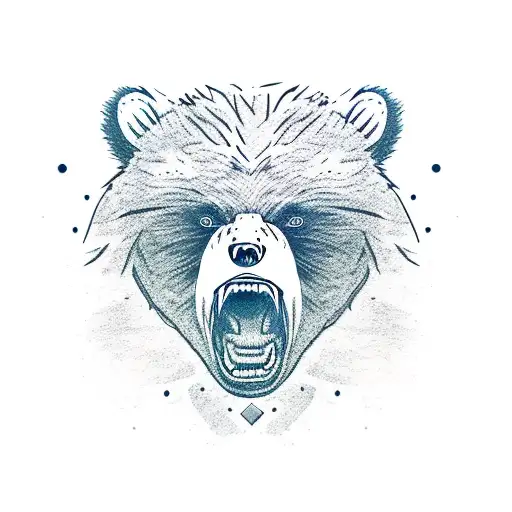 angry bear head tattoo design idea