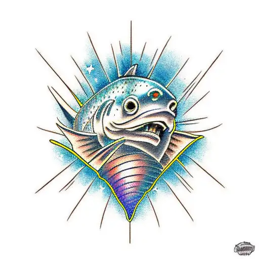 big fish front tattoo design idea