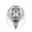 angry mandrill face tattoo design idea