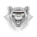 angry baboon face tattoo design idea