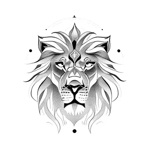 a full sleeve lion tattoo in jungle in daytime on the upper half hand   with wolf and in the jungle night time with moon tattoo design idea