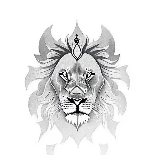 a full sleeve lion tattoo in jungle in daytime on the upper half hand   with wolf and in the jungle night time with moon tattoo design idea