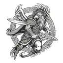 celtic warrior wielding a sword with a phoenix tattoo design idea