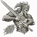 celtic warrior wielding a sword with a phoenix tattoo design idea
