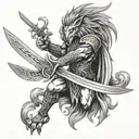celtic warrior wielding a sword with a phoenix tattoo design idea