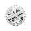 Cross with Play and Pause in Front tattoo design idea