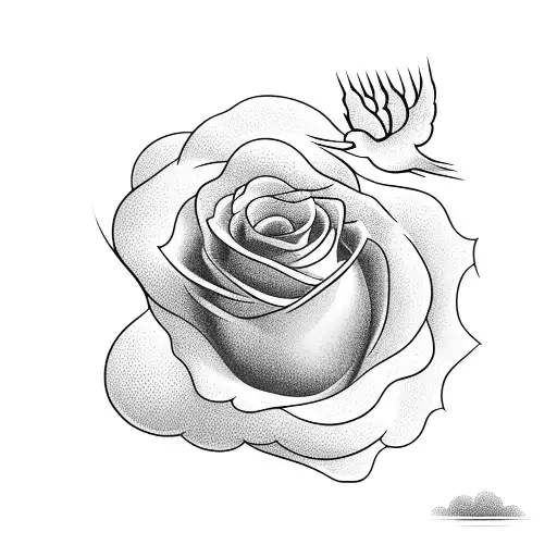 roses with doves going into sky  tattoo design idea