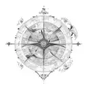A celestial map with constellations forming the shape of a pirate ship tattoo design idea