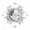 A celestial map with constellations forming the shape of a pirate ship tattoo design idea